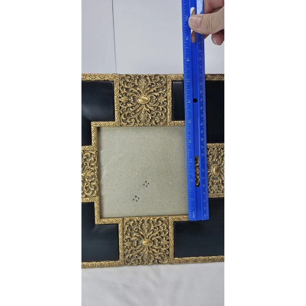 VTG Ornate Gold Black Picture Frame Made in Taiwan Baroque Style Decor 4.5 x 4.5